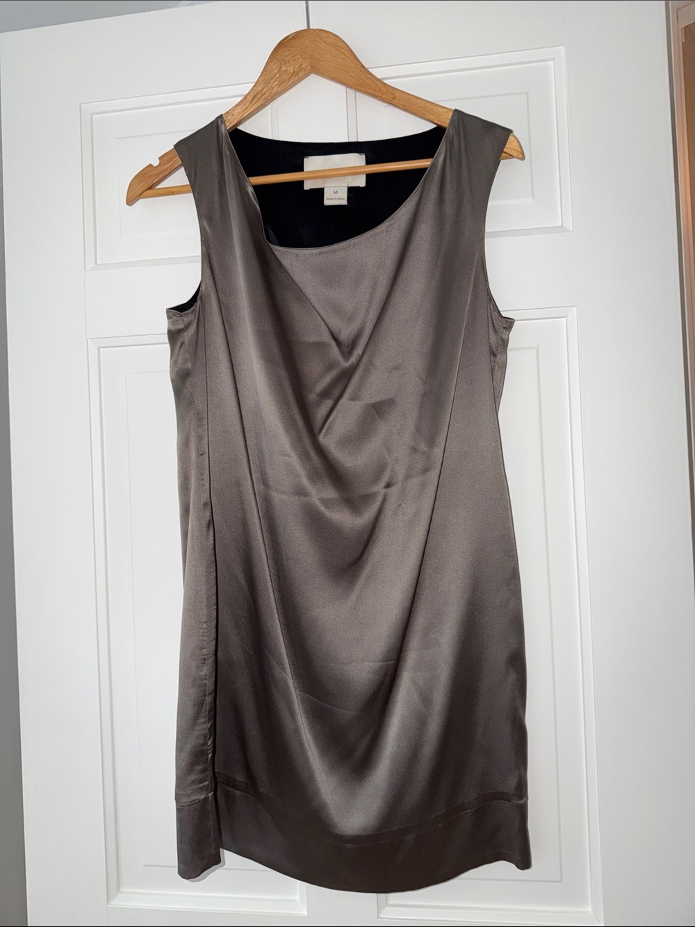 Brochu Walker Sleeveless Satin Shift Dress - Taupe Gray